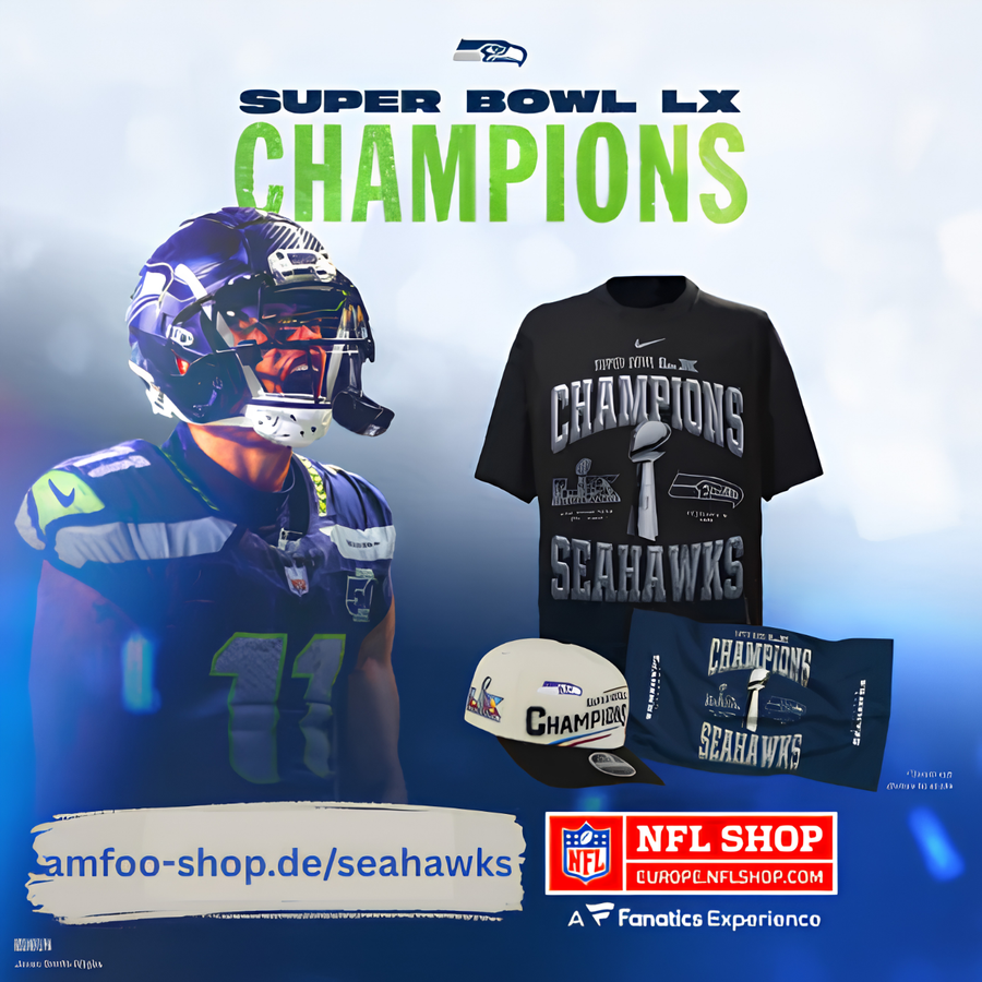 Super-Bowl-LX Seattle Seahawks Champions Gear – Caps, Shirts, signierte Collectibles