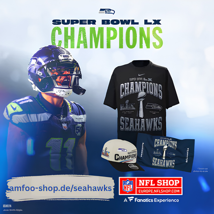 Super-Bowl-LX Seattle Seahawks Champions Gear – Caps, Shirts, signierte Collectibles