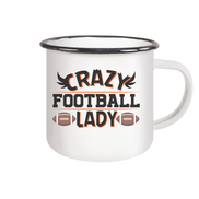 Crazy Football Lady - Enamel Mug (Black)