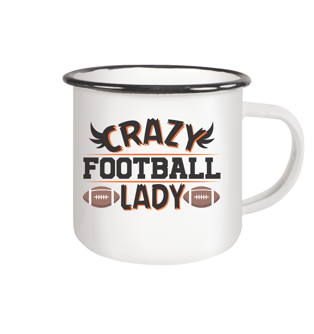 Crazy Football Lady - Enamel Mug (Black)