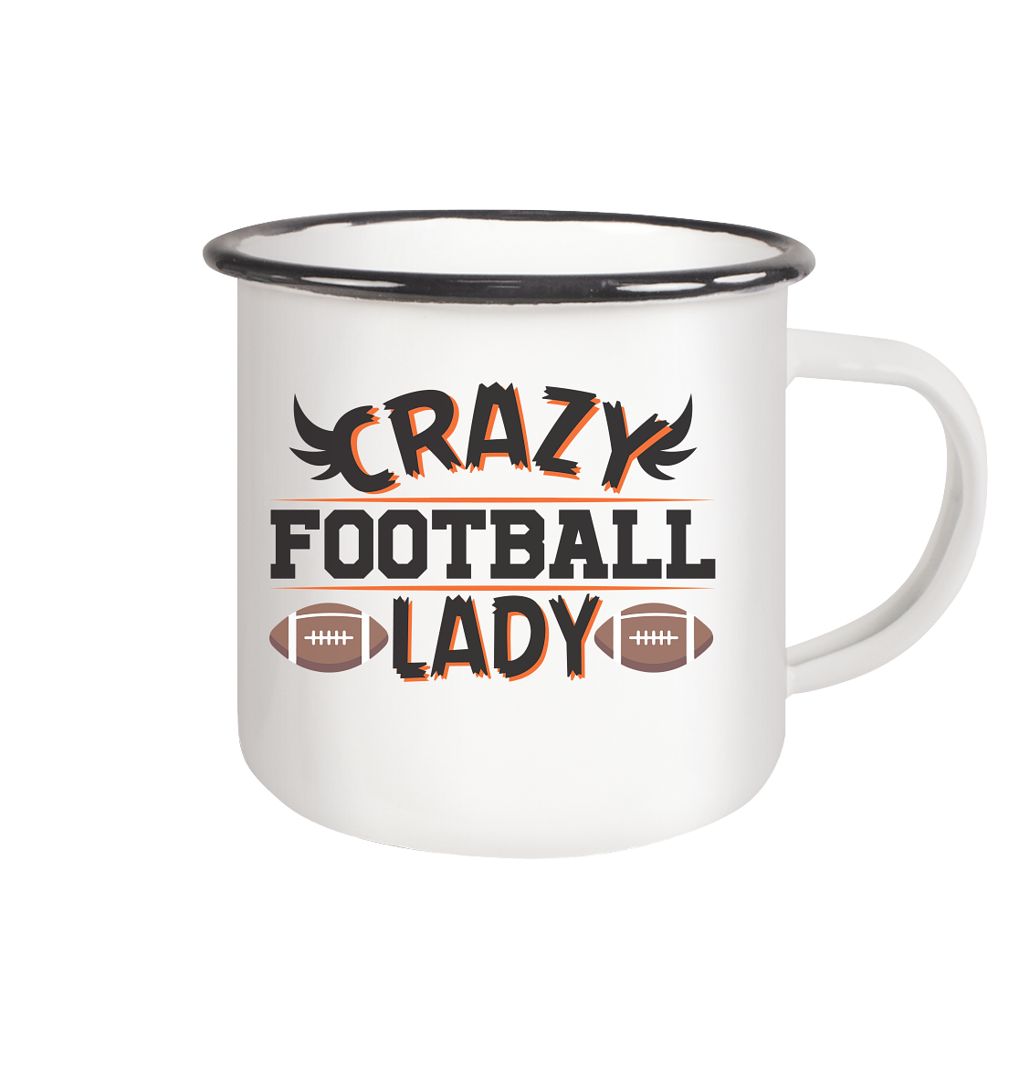 Crazy Football Lady - Enamel Mug (Black)