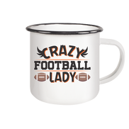 Crazy Football Lady - Enamel Mug (Black)