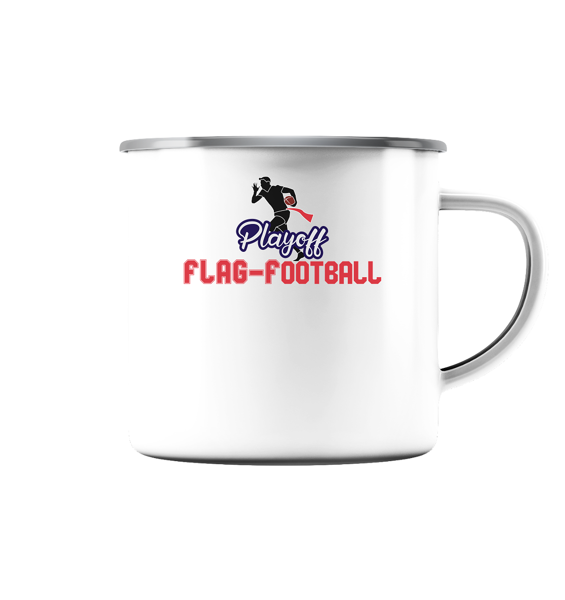 Playoff Flag Football  Men red - Emaille Tasse (Silber)