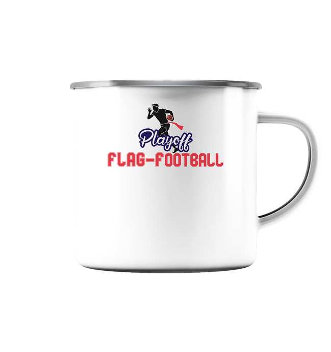 Playoff Flag Football  Men red - Emaille Tasse (Silber)