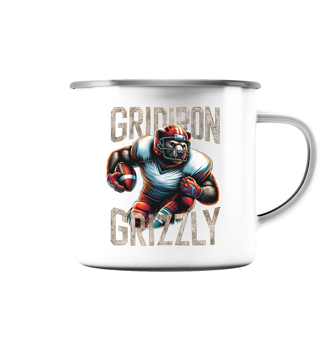 Gridiron Grizzly - Enamel Mug (Silver)