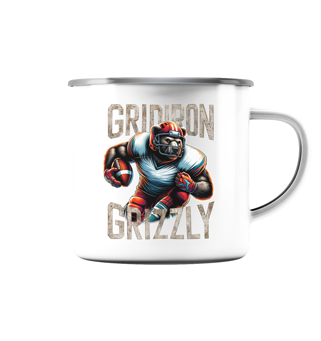 Gridiron Grizzly - Enamel Mug (Silver)