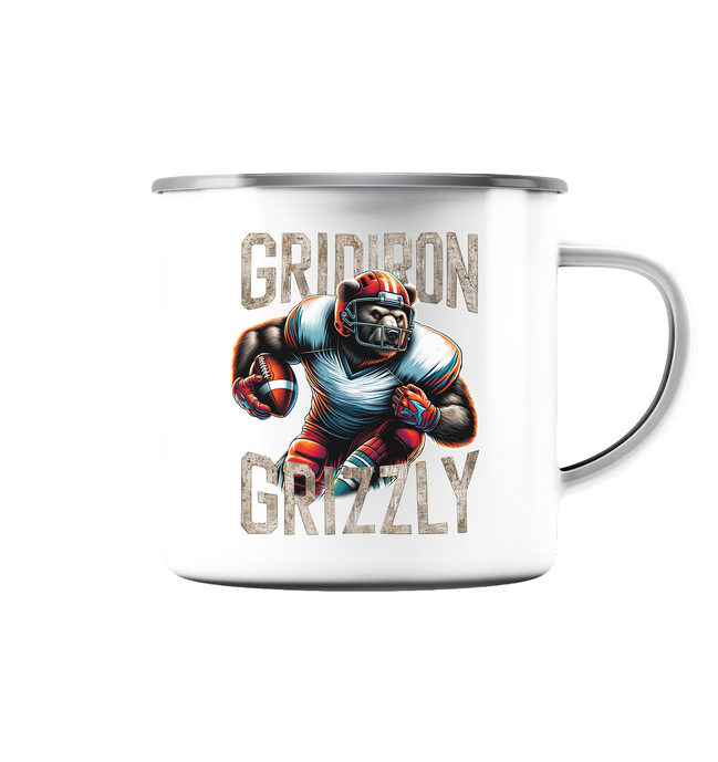 Gridiron Grizzly - Enamel Mug (Silver)