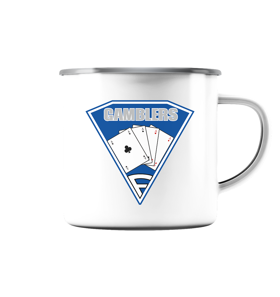 Frankfurt Gamblers - Emaille Tasse (Silber)