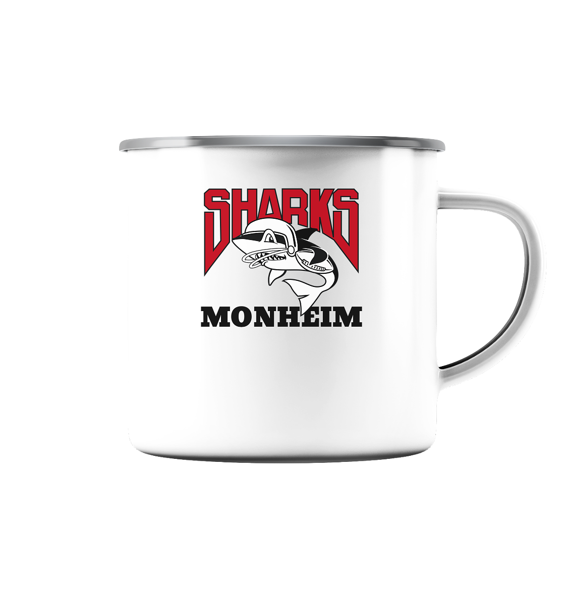 Monheim Sharks - Emaille Tasse (Silber)