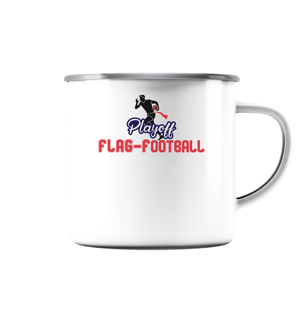 Playoff Flag Football  Men red - Emaille Tasse (Silber)