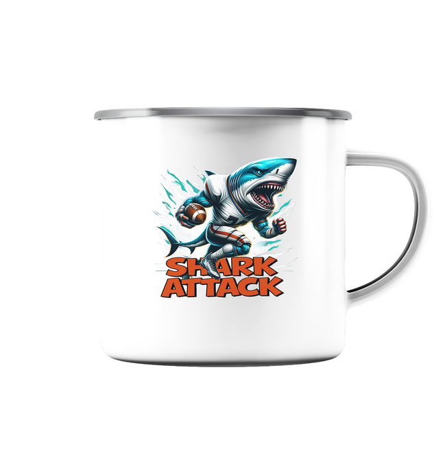 Shark Attack - Emaille Tasse (Silber)