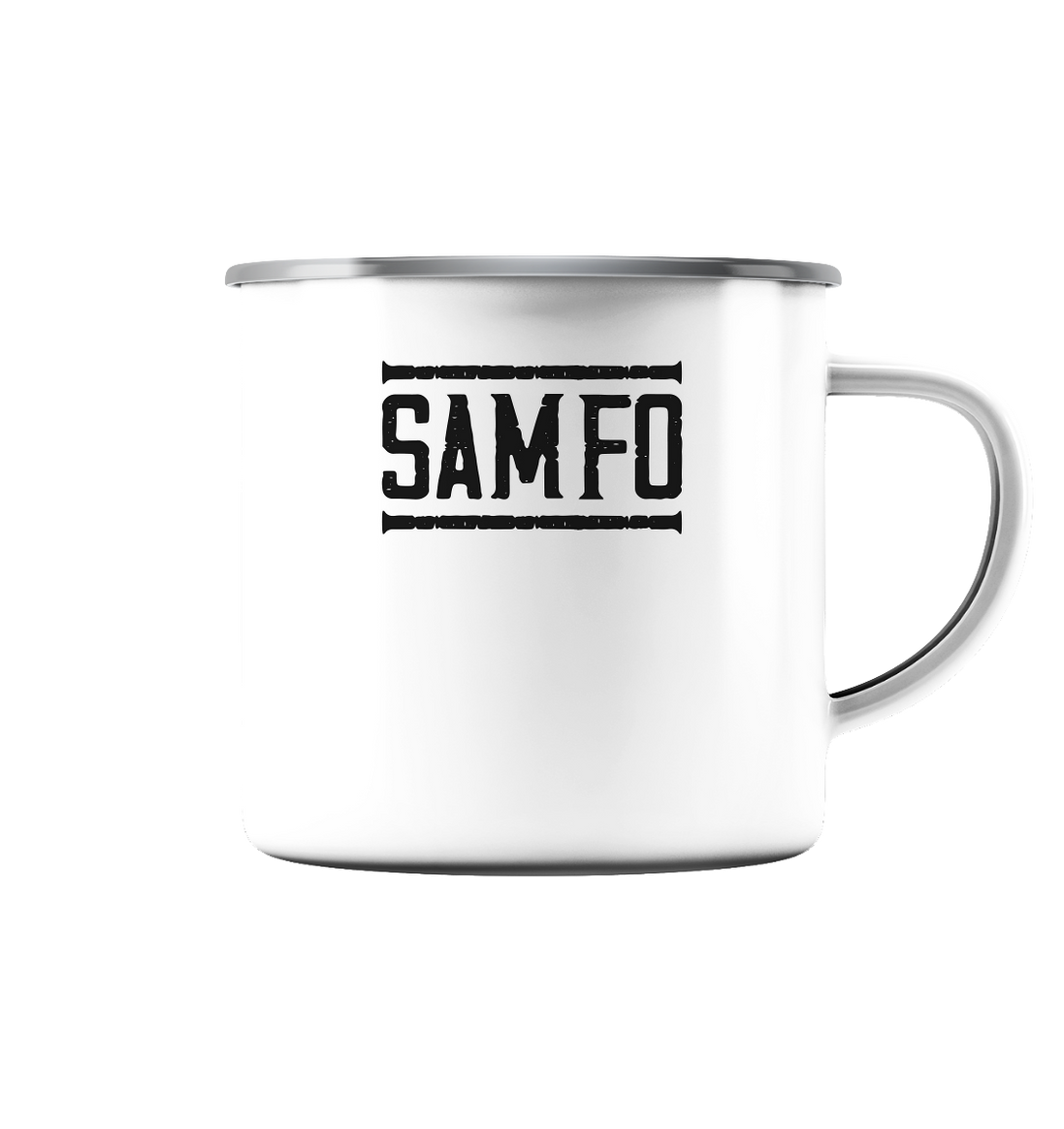 SAMFO black - Emaille Tasse (Silber)