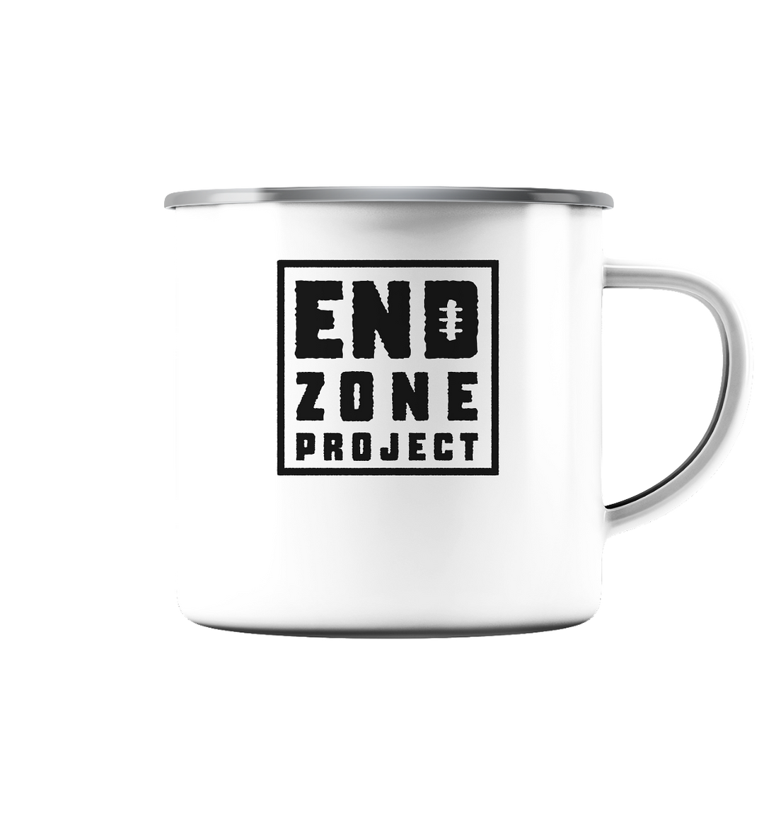 Endzone Project Quadrat  - Emaille Tasse (Silber)