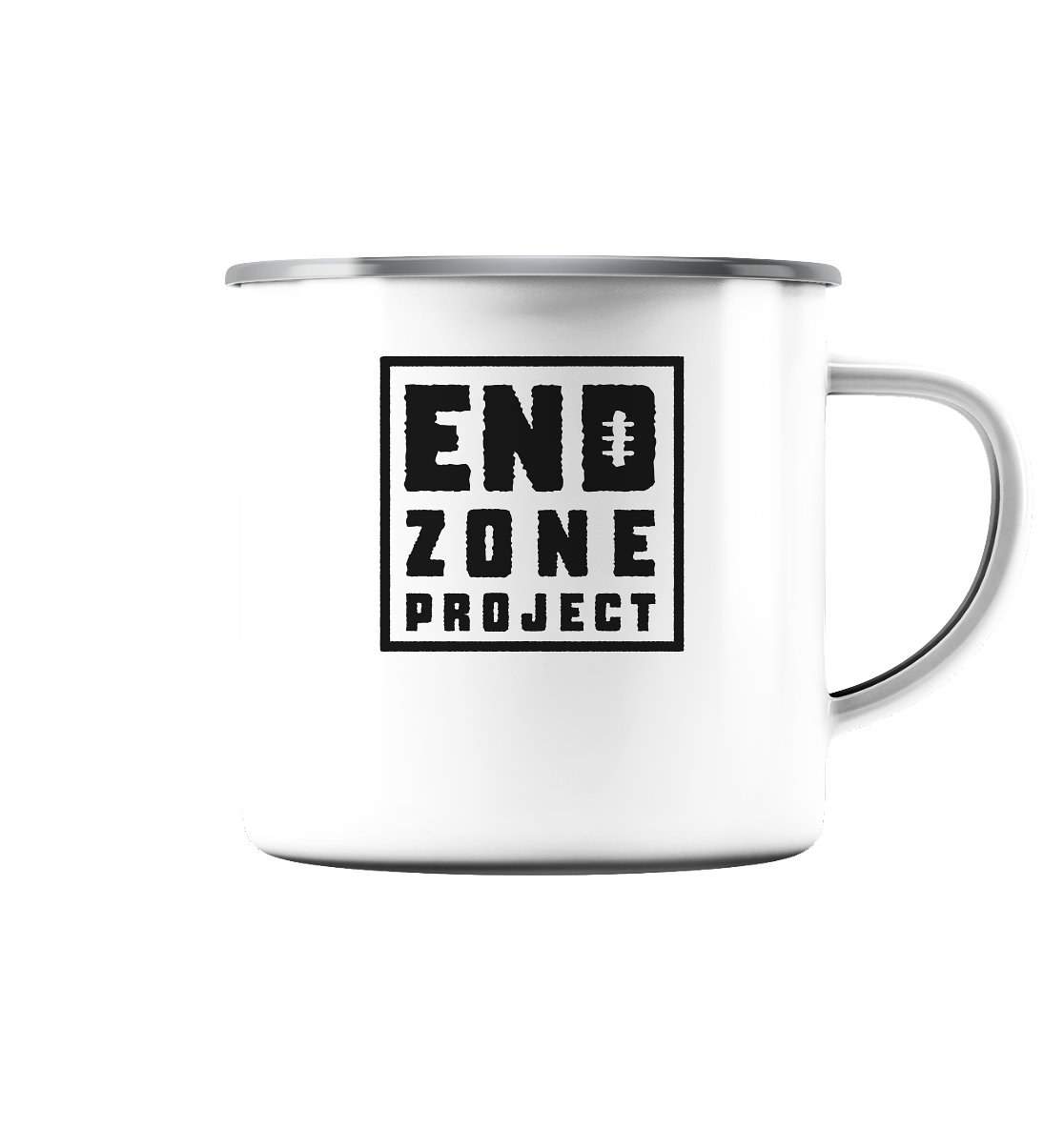 Endzone Project Quadrat  - Emaille Tasse (Silber)