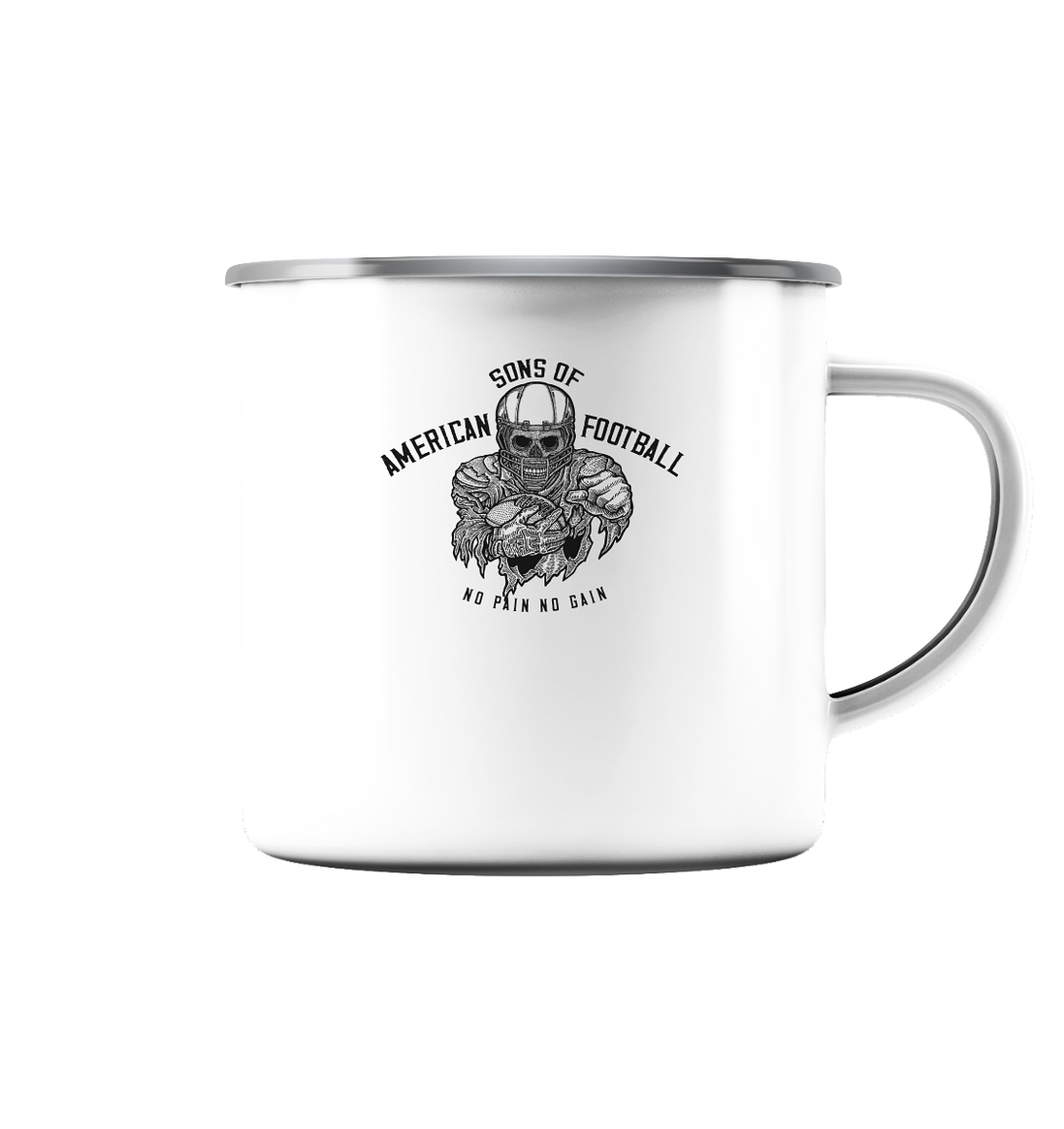 SAMFO No Pain No Gain  - Emaille Tasse (Silber)