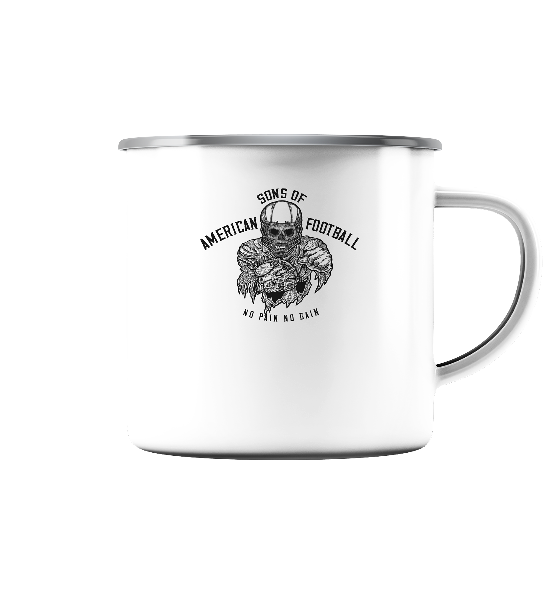 SAMFO No Pain No Gain  - Emaille Tasse (Silber)