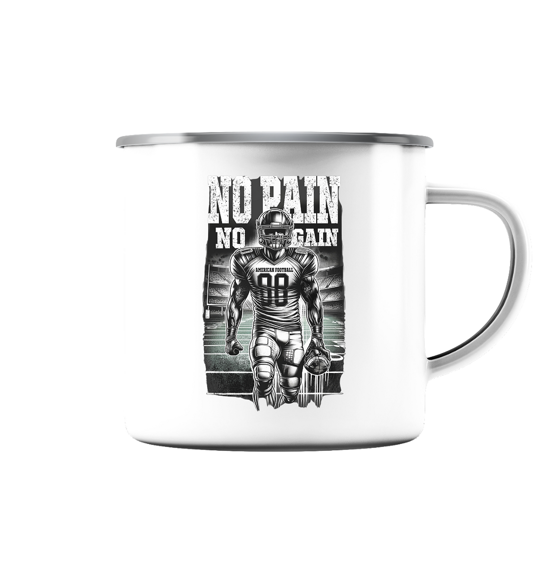 No Pain No Gain  - Emaille Tasse (Silber)