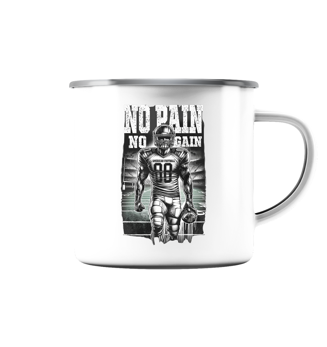 No Pain No Gain  - Emaille Tasse (Silber)