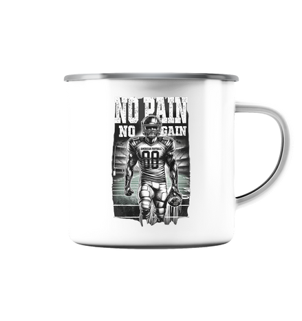 No Pain No Gain  - Emaille Tasse (Silber)