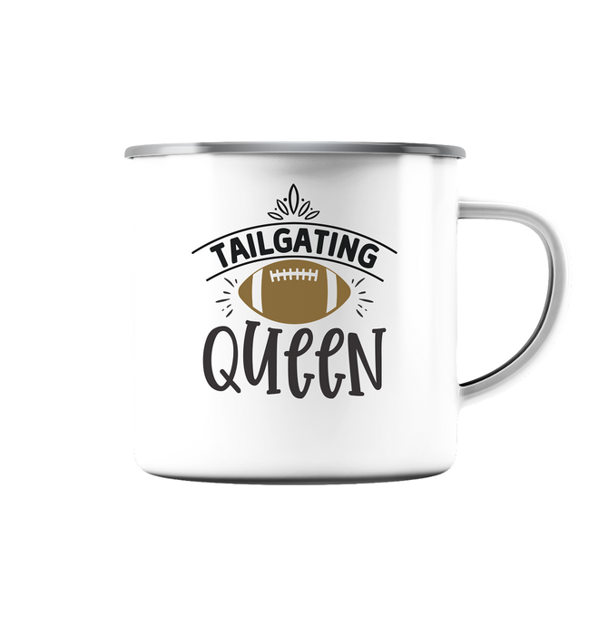 Tailgating Queen - Enamel Mug (Silver)