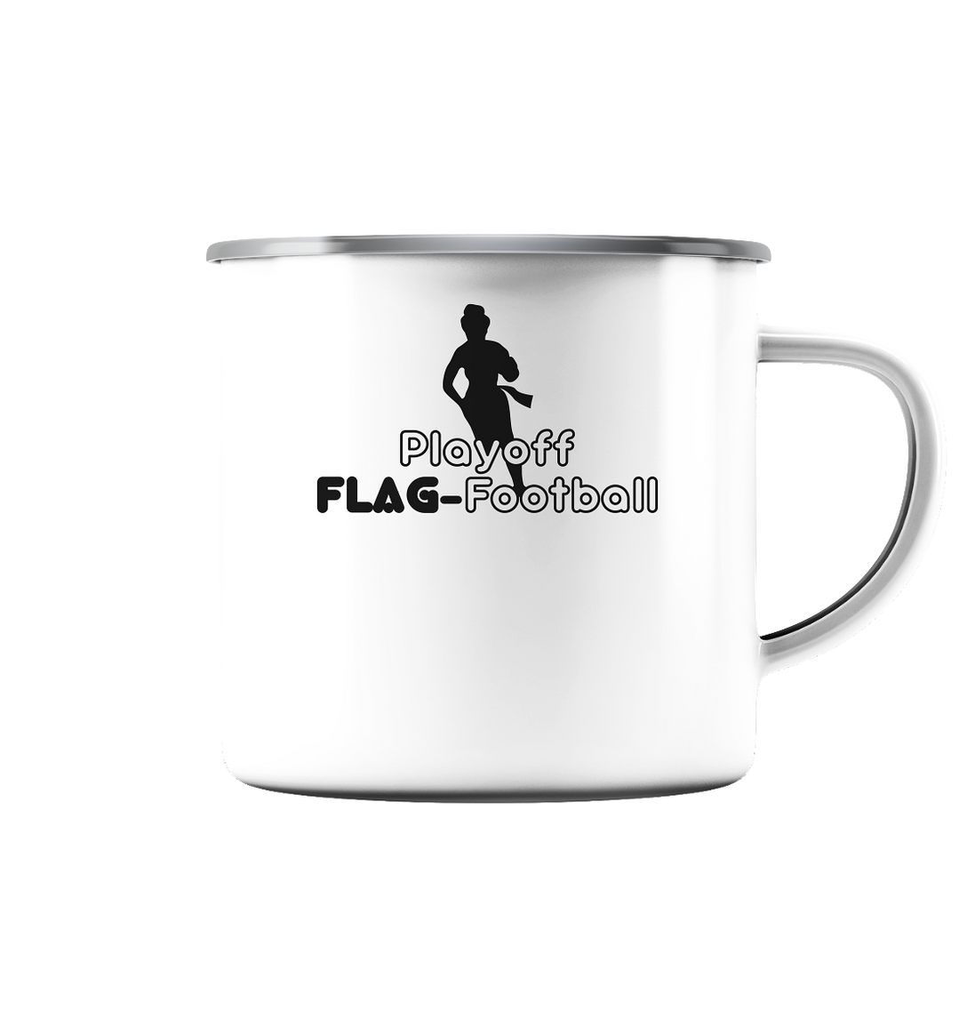 Playoff Flag Football  Women black  - Emaille Tasse (Silber)