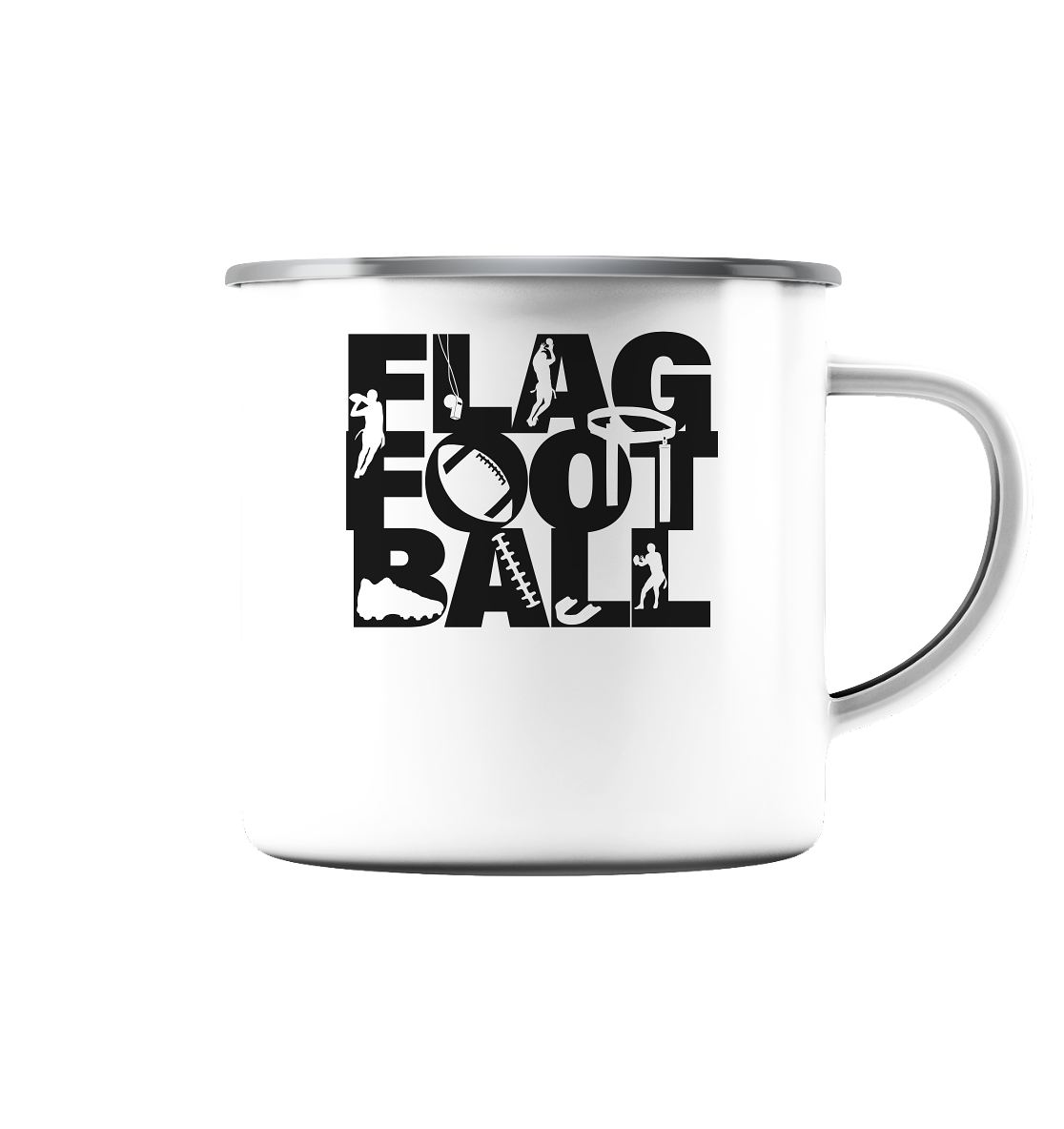 Flag Football - Enamel Mug (Silver)
