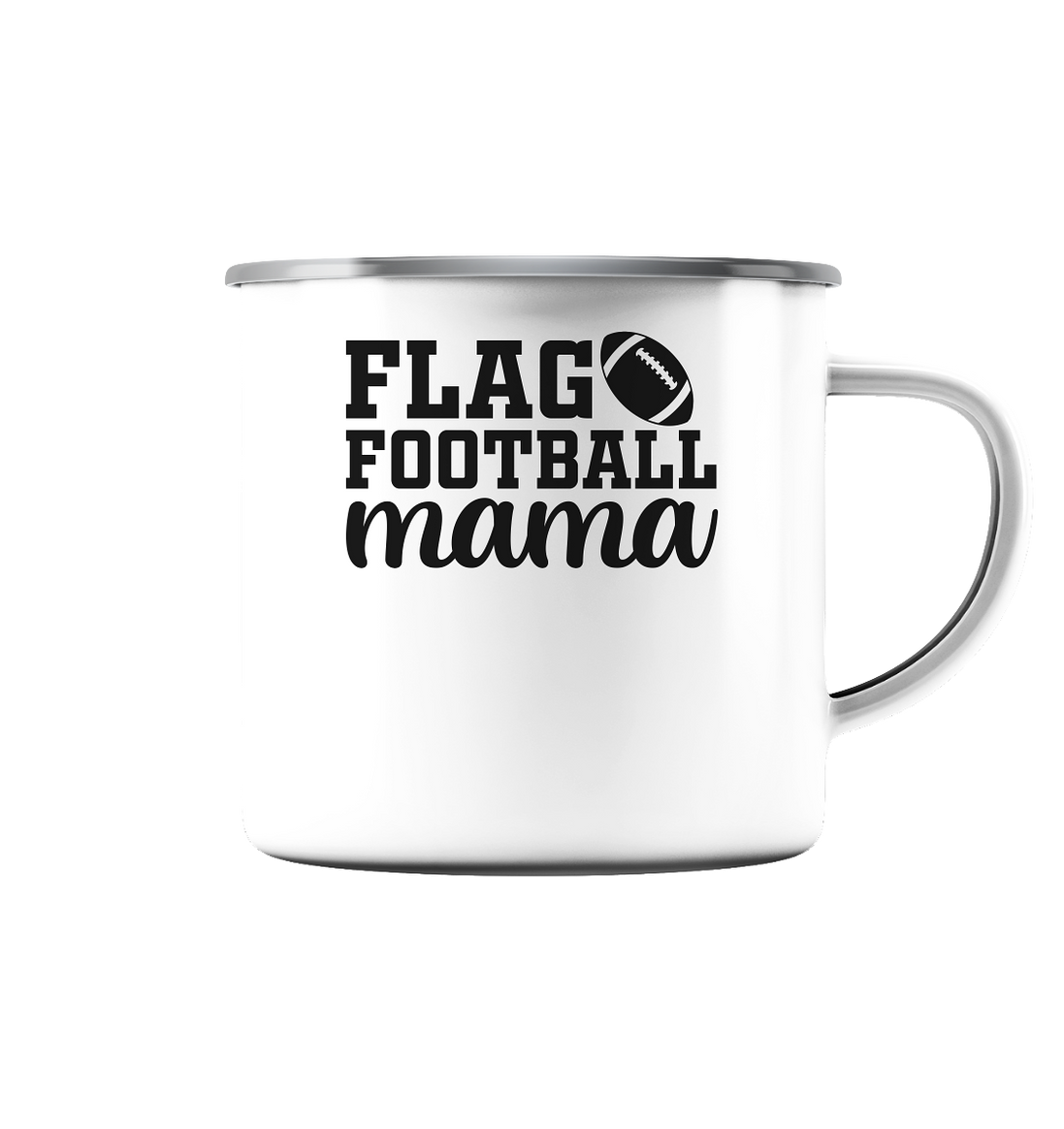 Flag Football Mom - Enamel Mug (Silver)