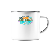 Flag Football Word Bubble - Enamel Mug (Silver)