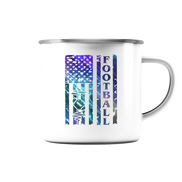 USA Football Flag  - Emaille Tasse (Silber)