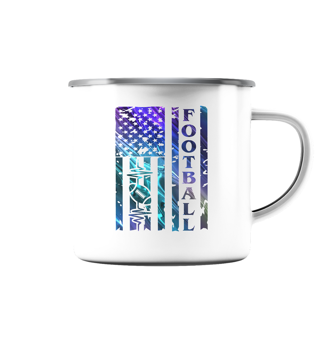 USA Football Flag  - Emaille Tasse (Silber)