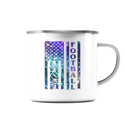 USA Football Flag  - Emaille Tasse (Silber)