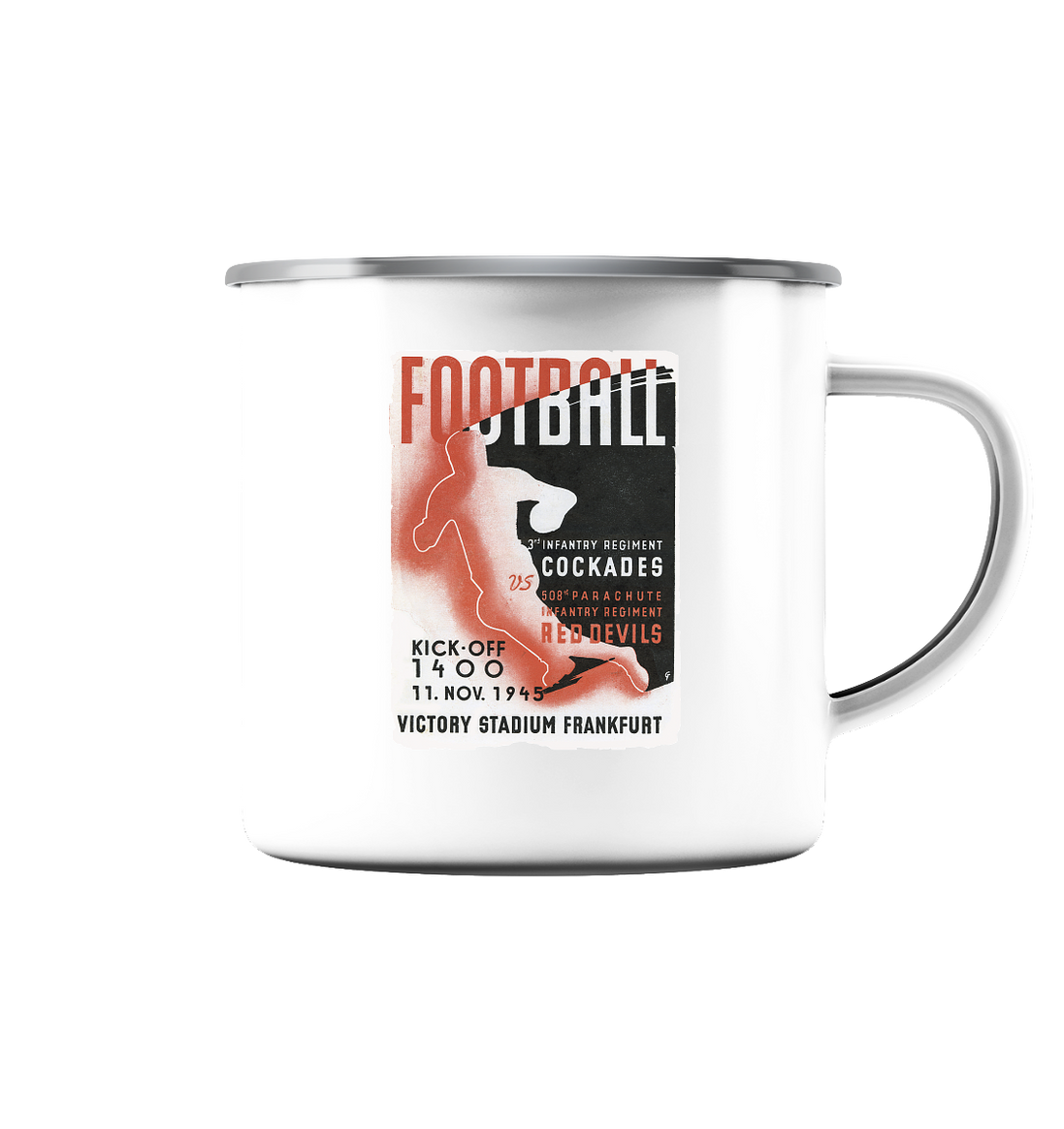 Red Devils Frankfurt 1945 - Emaille Tasse (Silber)