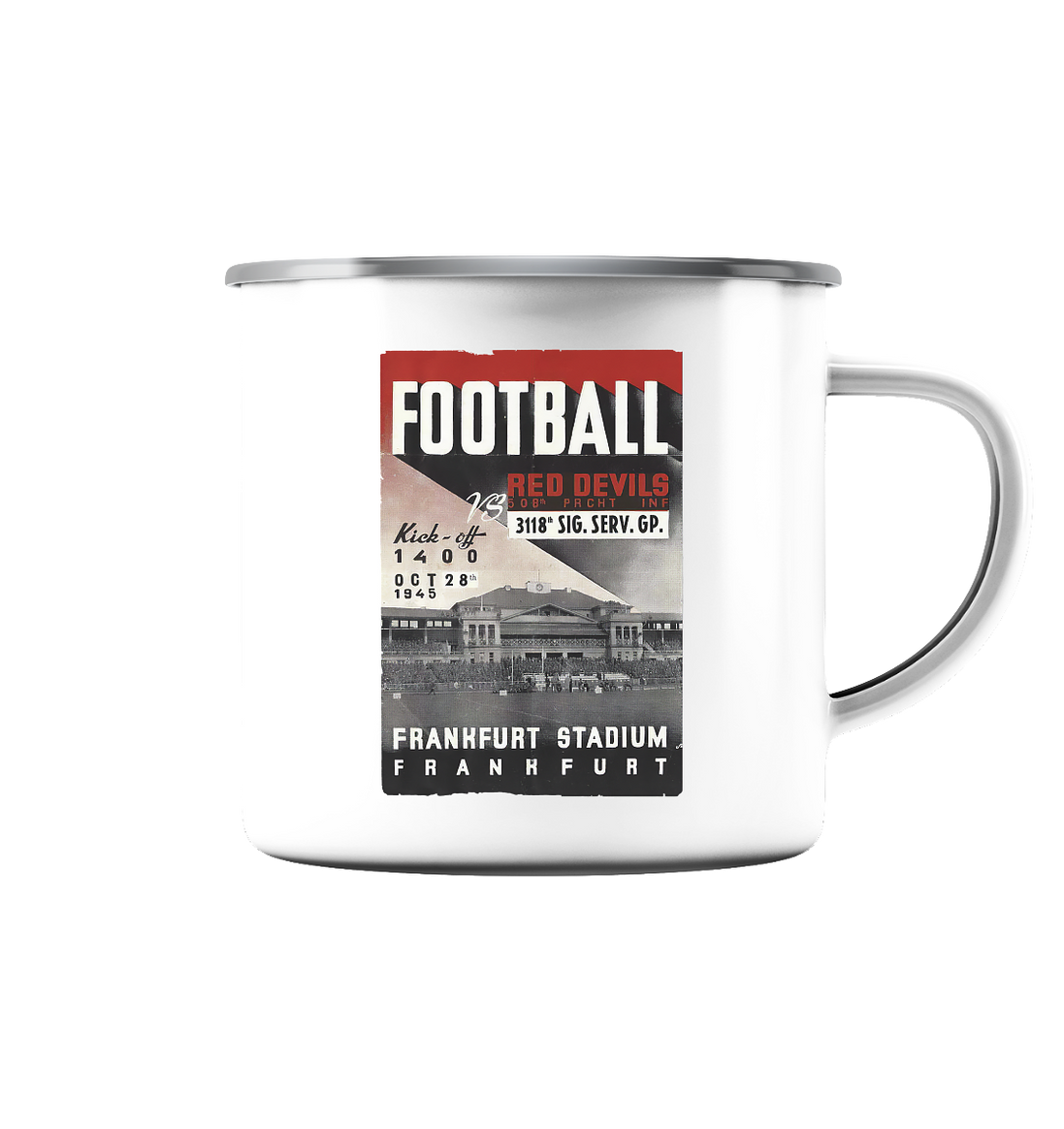 Frankfurt Football 1945 - Emaille Tasse (Silber)