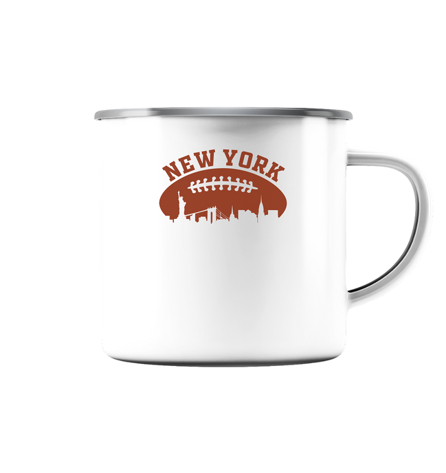 New York Football Silhoutte  - Emaille Tasse (Silber)