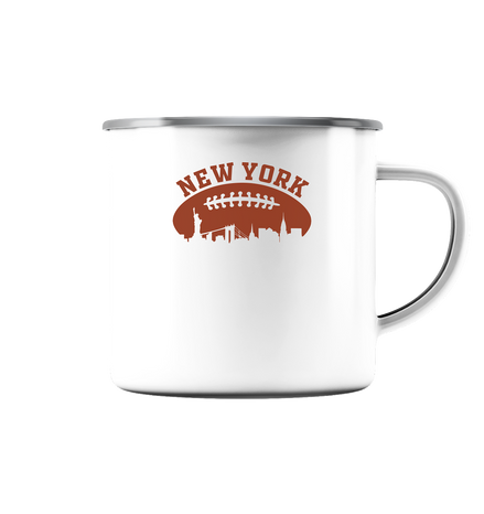 New York Football Silhoutte  - Emaille Tasse (Silber)