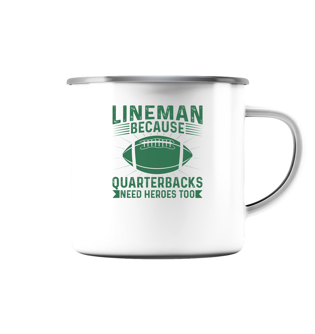 Lineman Heroes Green - Emaille Tasse (Silber)