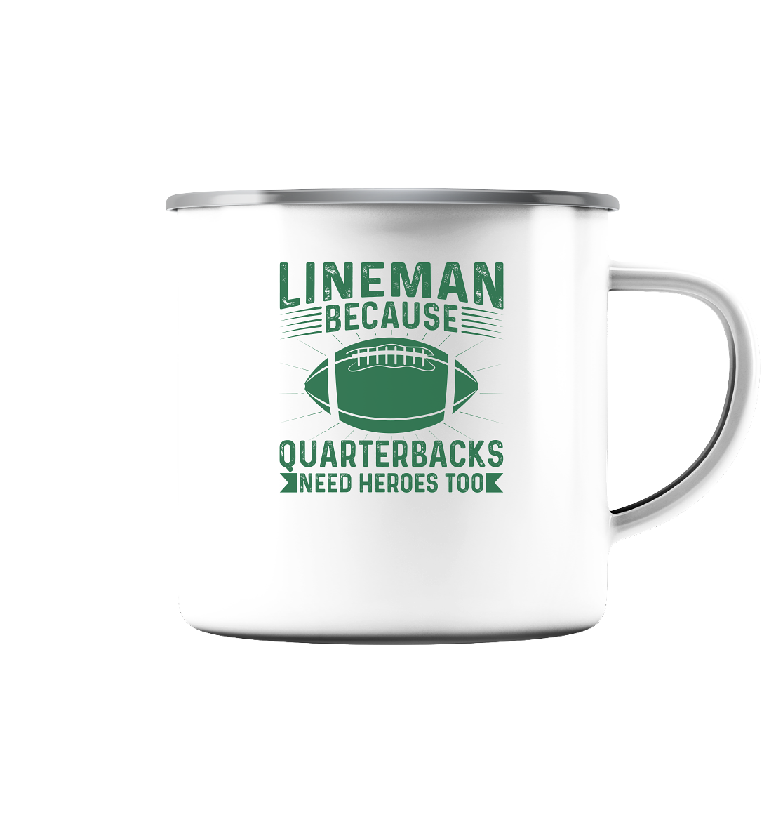 Lineman Heroes Green - Emaille Tasse (Silber)