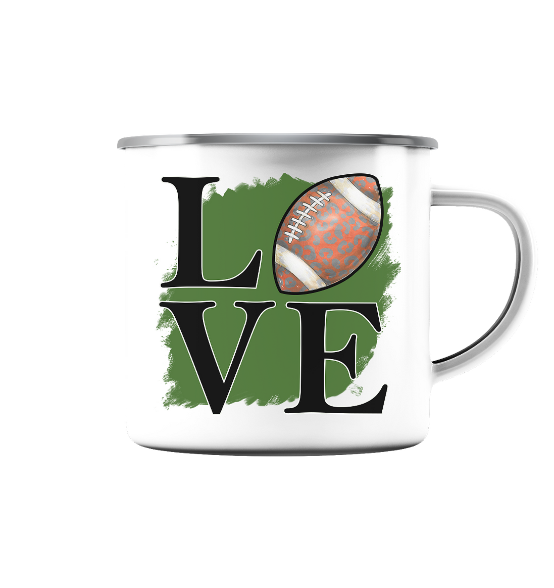 Football Love II - Emaille Tasse (Silber)