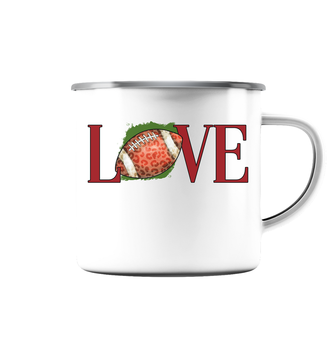 Football Love - Emaille Tasse (Silber)