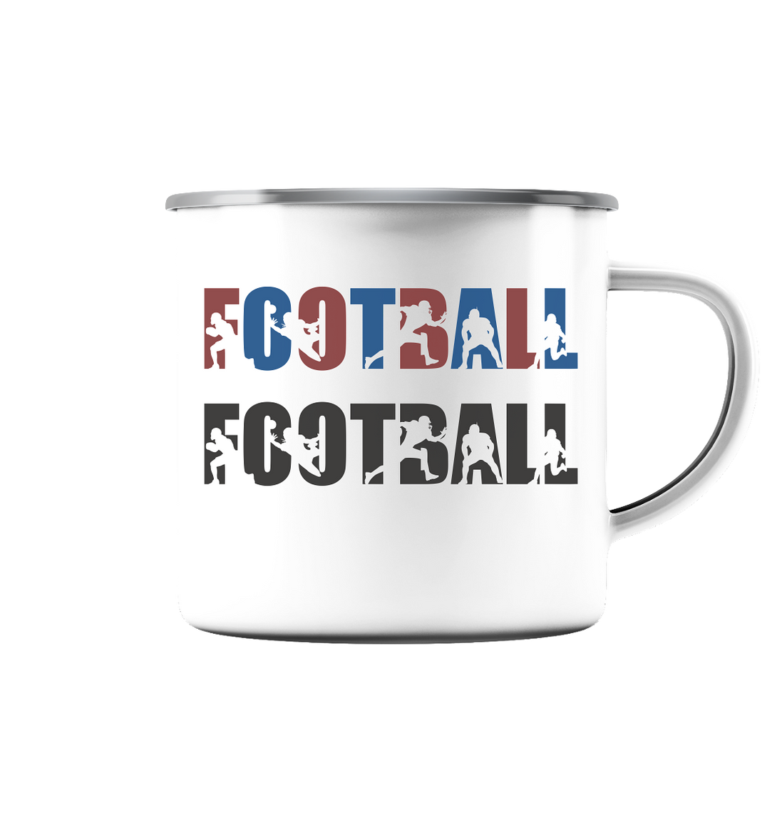 Football Silhouette - Enamel Mug (Silver)