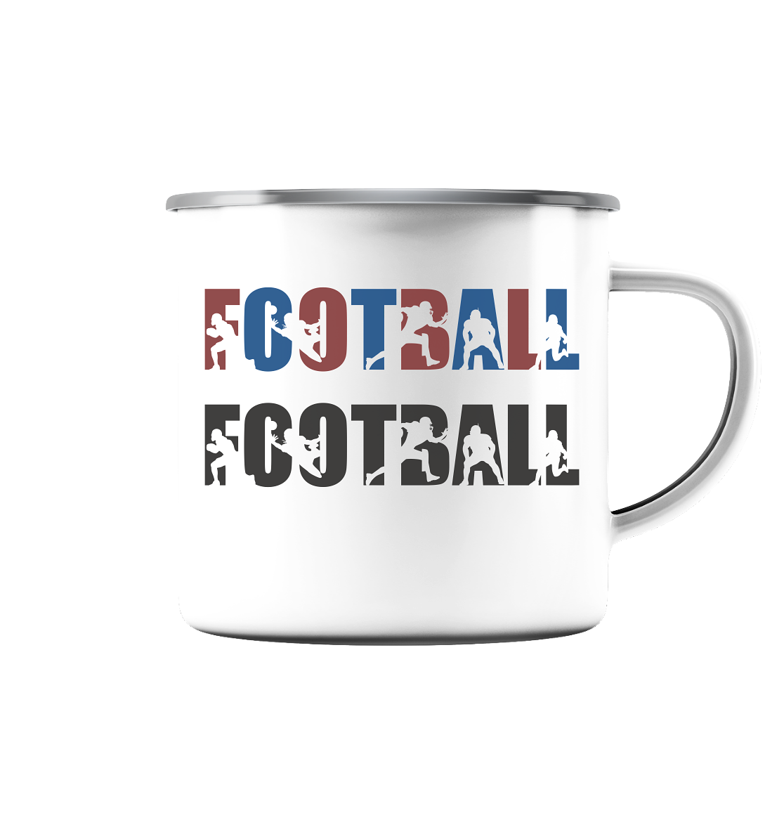 Football Silhouette - Enamel Mug (Silver)