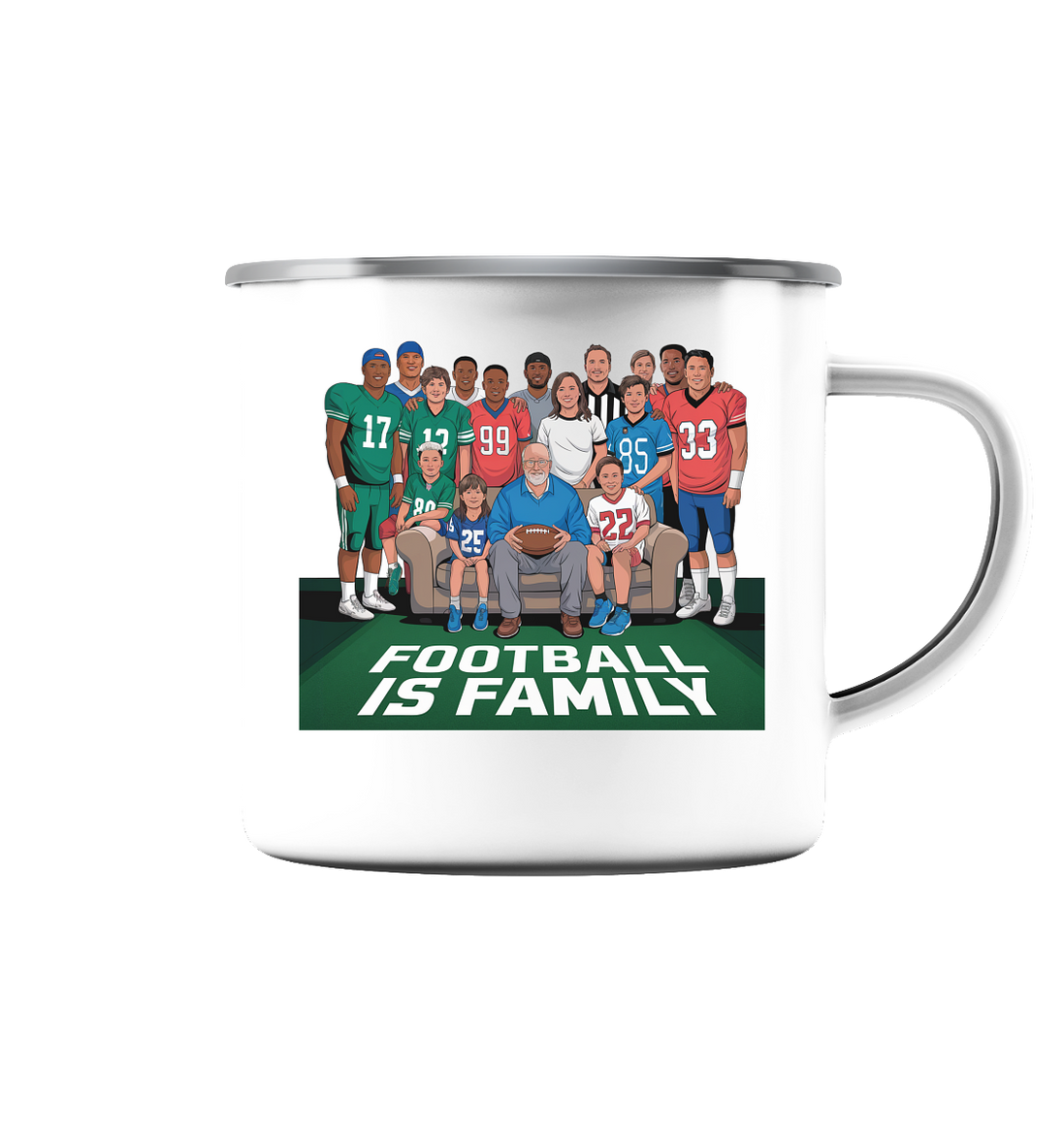 Football is Family - Emaille Tasse (Silber)