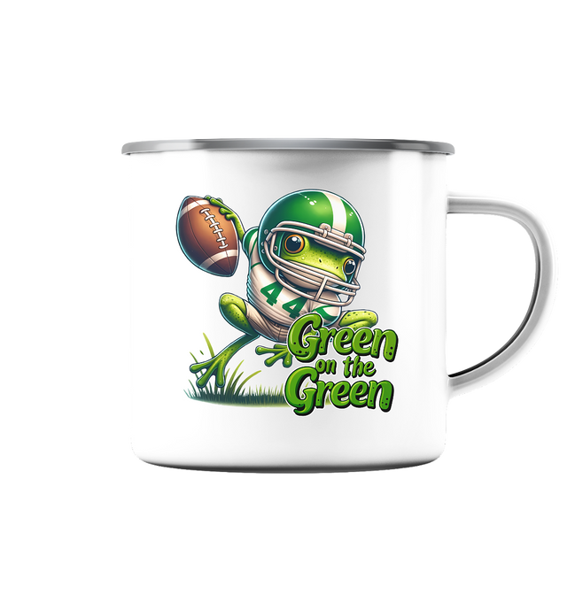 Green Frog - Enamel Mug (Silver)