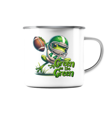 Green Frog- Emaille Tasse (Silber)