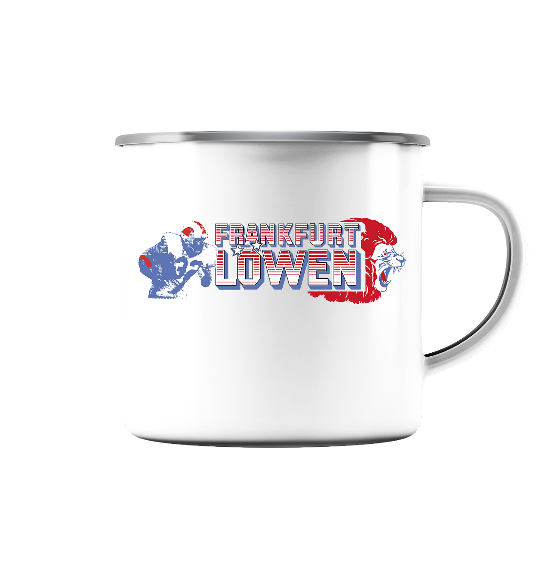 Frankfurt Löwen Emaille Tasse (Silber)