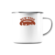 New York Football Silhoutte  - Emaille Tasse (Silber)