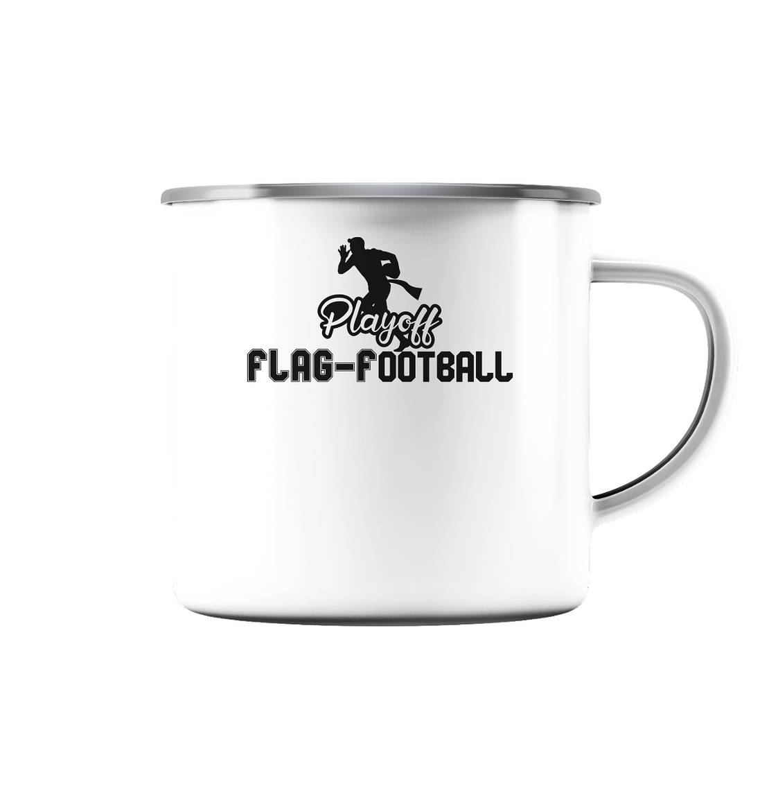 Playoff Flag Football  Men black - Emaille Tasse (Silber)
