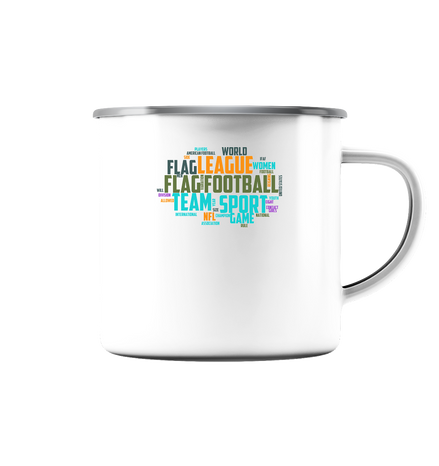 Flag Football Word Bubble - Emaille Tasse (Silber)