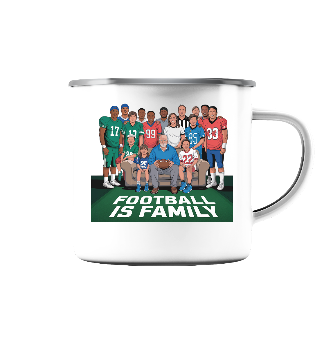 Football is Family - Emaille Tasse (Silber)