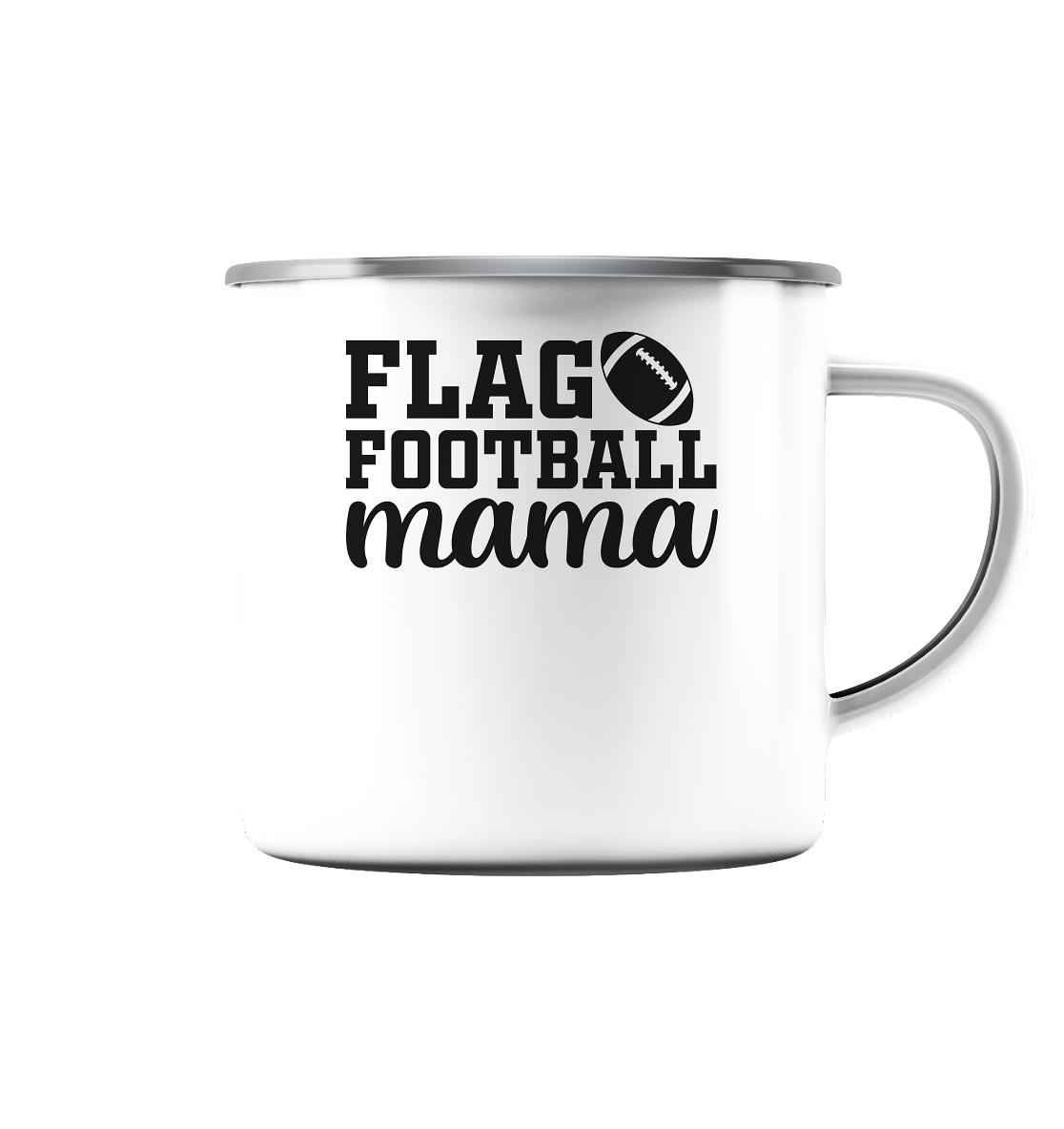 Flag Football Mom - Enamel Mug (Silver)